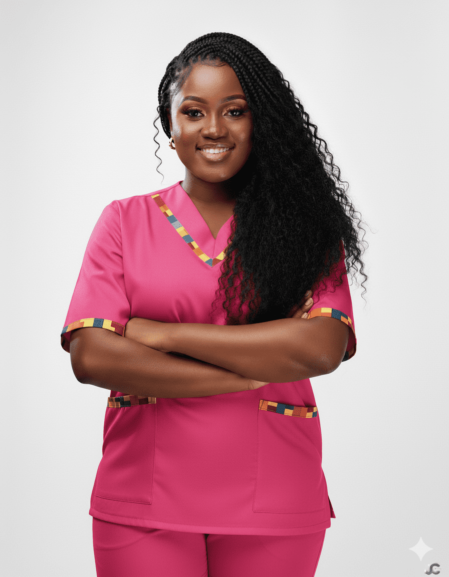 Medical Scrub +African print Trimmings (unisex)